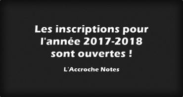 Les inscriptions 2017-2018 sont ouvertes !