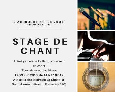 Stage de chant le 23 juin 2018 à La Chapelle-St-Sauveur !