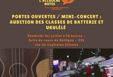 Portes ouvertes et mini-concert des classes de batterie et ukulélé le 1er juillet à Belligné